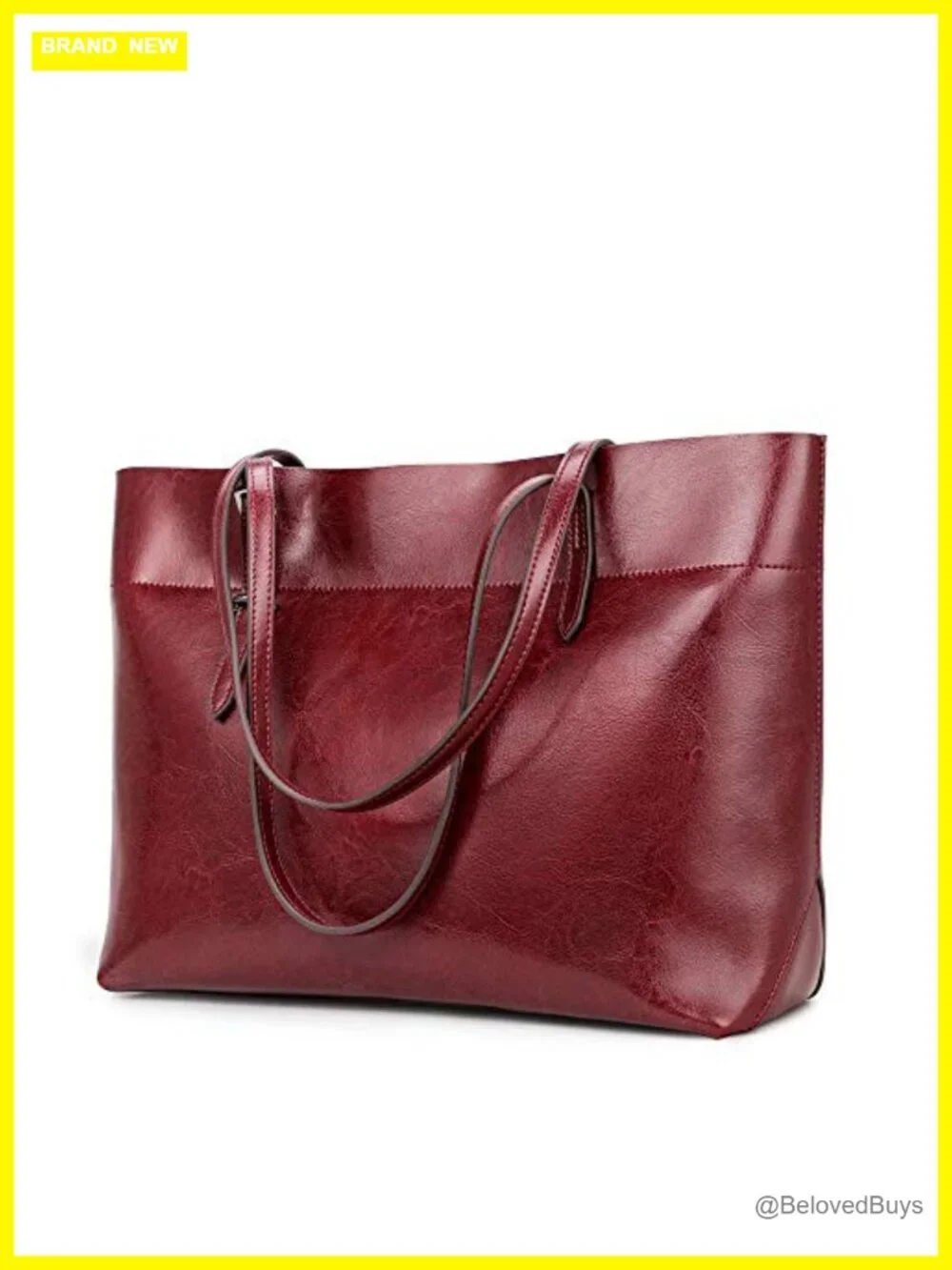Vintage Genuine Leather Tote Satchel Shoulder Bag with Top Handles
